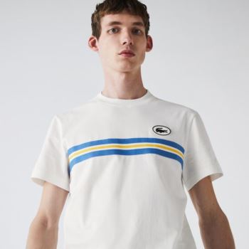 Lacoste Heritage Stripe Cotton T-shirt Pánské - Tričko Bílé | CZ-74baV0